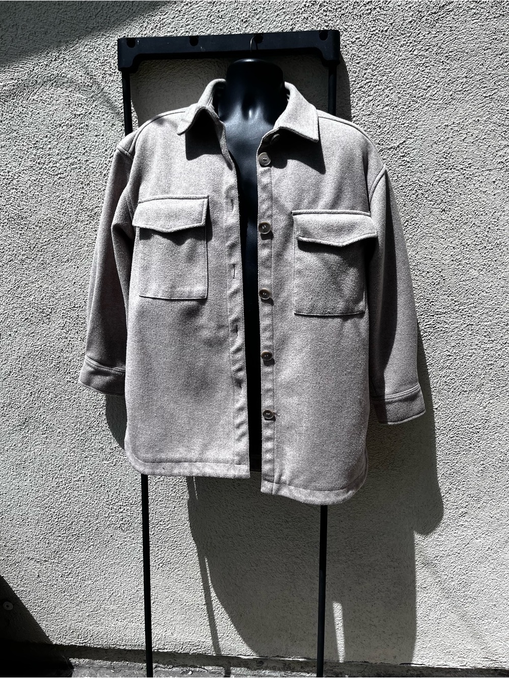 H&M Men's Shirt Jacket in Light Taupe